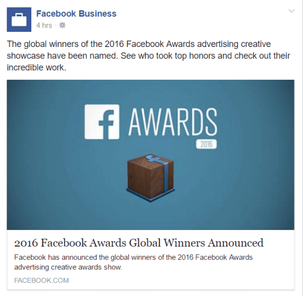 2016. aasta facebooki auhinnad
