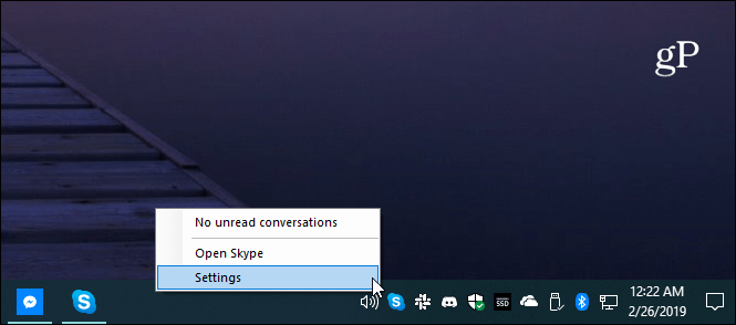 Skype'i seadete süsteemisalv