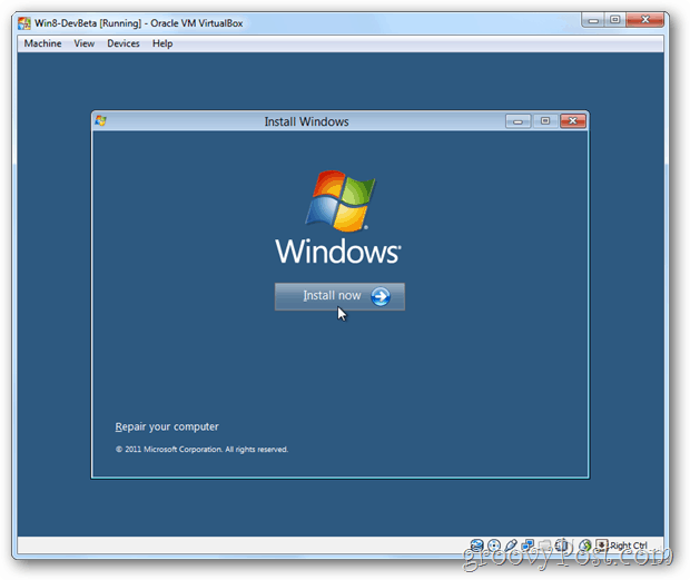 Kasti VirtualBox Windows 8 install kohe