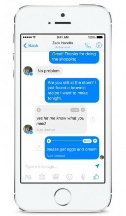 Facebook Messenger testib hääle-teksti funktsiooni.