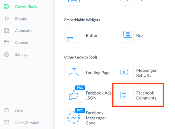 Valige Facebooki kommentaaride kasvu tööriist.