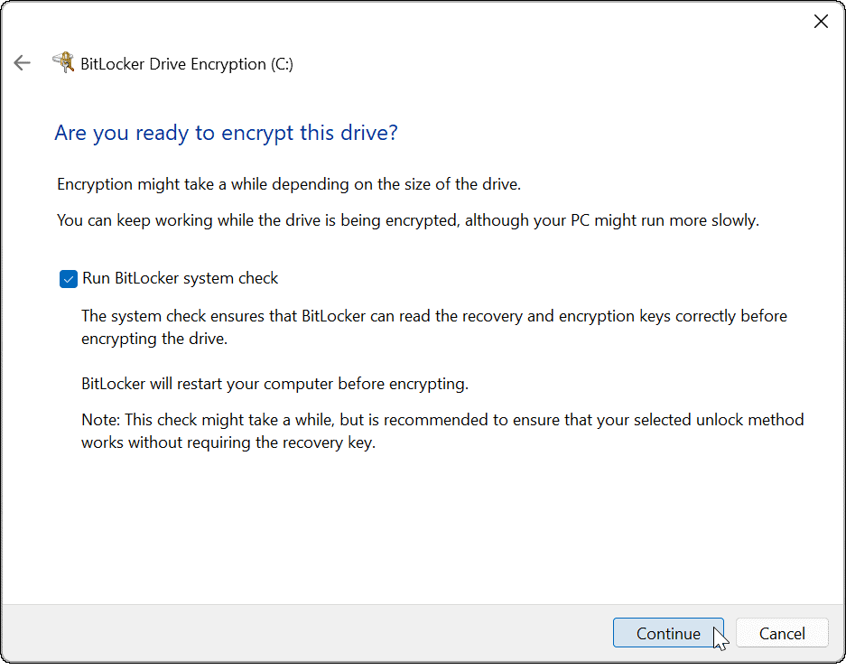 kasutage Windows 11-s BitLockeri krüptimist