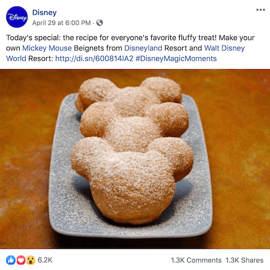 Disney Facebooki postitus koos lingiga Miki Hiire peedide retseptile
