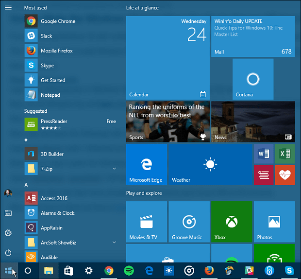 Kuidas teha Windows 10 menüü Start kõigi kasutajate kontode duplikaate