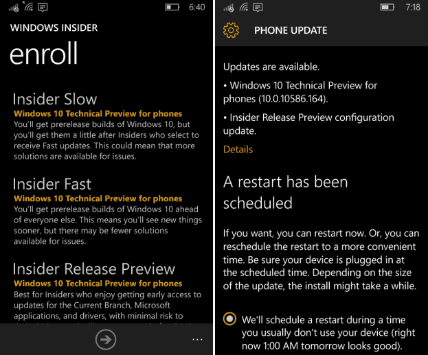 Windows 10 Mobile Build 10586.164 vabastatud, lülitage rõngad selle saamiseks