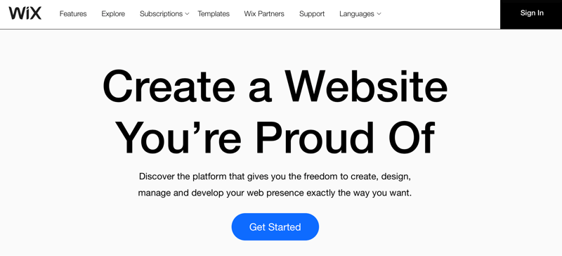 Wix.com pealkiri "Looge veebileht, mille üle olete uhke"