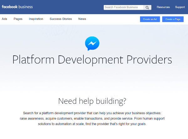 Facebooki uus platvormiarenduse pakkujate kataloog on ressurss ettevõtetele Messengeris kogemuste loomisele spetsialiseerunud pakkujate leidmiseks.