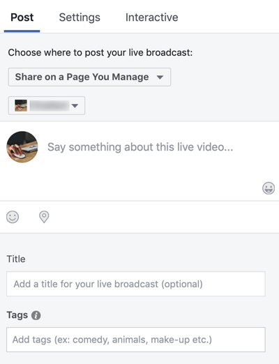 Kuidas kasutada Facebook Live'i oma turunduses, 3. samm.