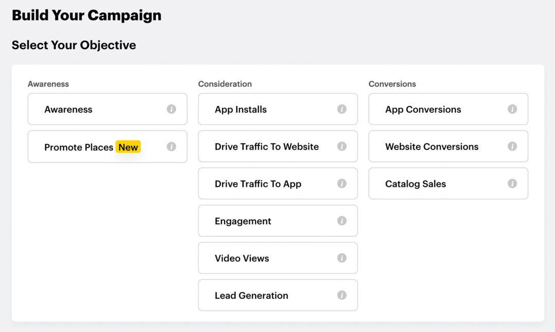 valige Snapchat Instant Create kampaania eesmärk