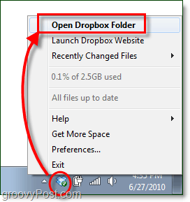 avage minu dropboxi kaust Windows 7
