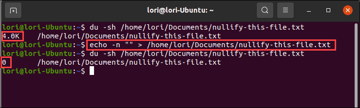 Käsu echo kasutamine nullväljundiga Linuxis