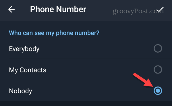 Keegi ei näe minu telefoninumbrit Androidis Telegramis