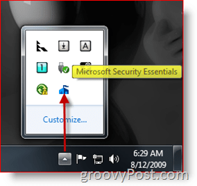 Microsoft Security Essentialsi tegumiriba ikoon / käivitamine