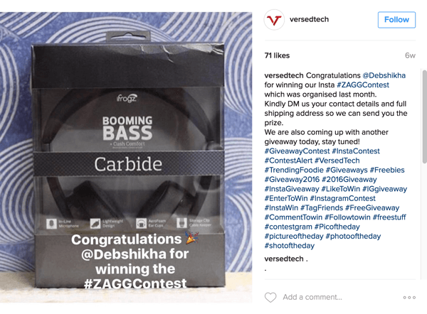 Kuulutage kindlasti välja oma Instagrami selfie-võistluse võitja.