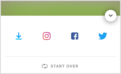 Puudutage Instagrami ikooni, et lugu oma kaamerarulli salvestada.