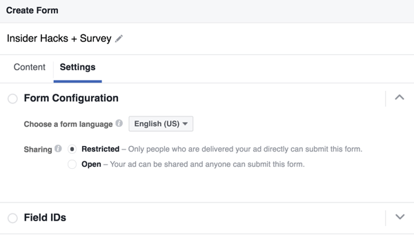 Saate valida oma Facebooki müügivihje vormi keele.