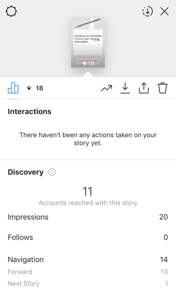 Vaadake Instagrami lugude ROI andmeid, 9. samm.