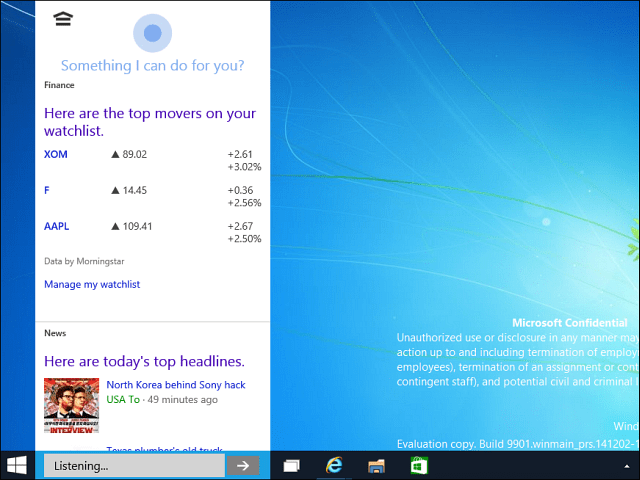 Cortana töölaud