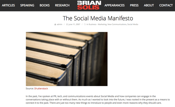 Kui Brian nägi sotsiaalmeedia potentsiaali, kirjutas ta sotsiaalmeedia manifesti.