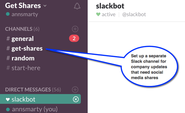 Slack võimaldab teil luua kanaleid, et saaksite korraldada vestlusi erinevatele töötajate rühmadele.