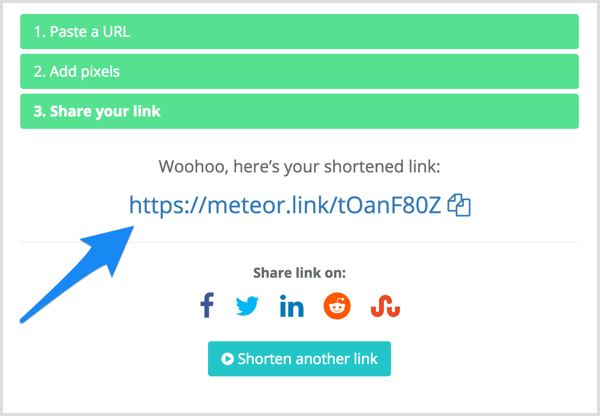 Teie lühendatud link saidil Meteor.link.