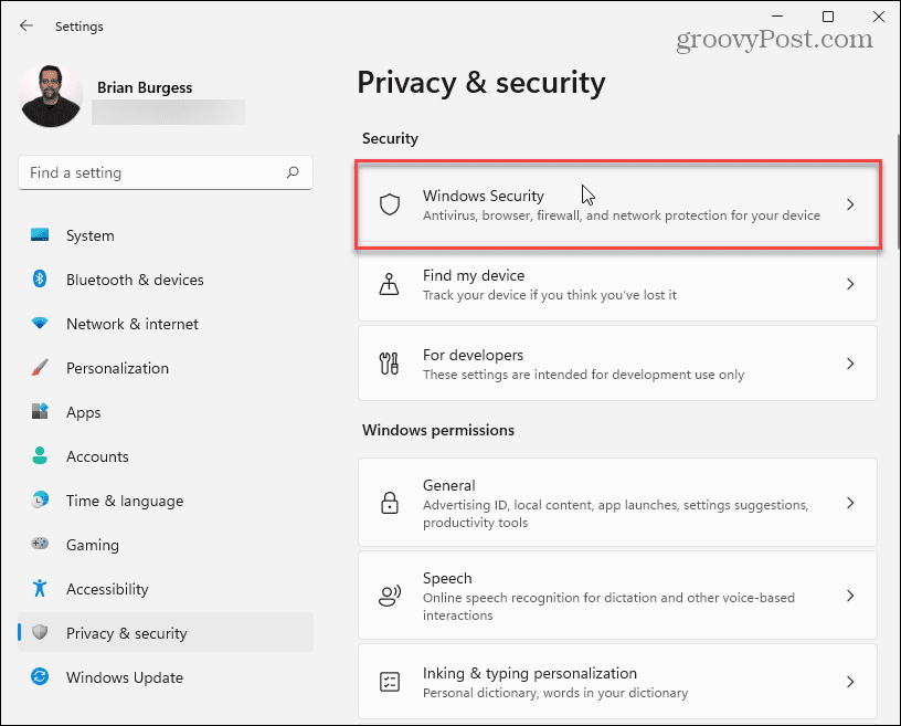 Privaatsus ja turvalisus Windows 11