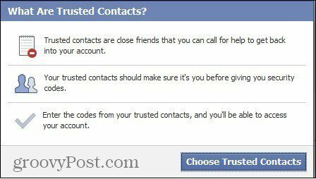 facebooki usaldusväärsed kontaktid