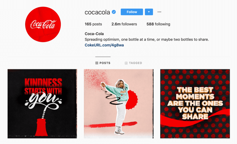 Instagrami profiil Coca-Cola jaoks
