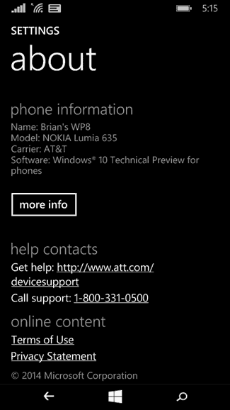Windows 10 tehniline eelvaade telefonidele