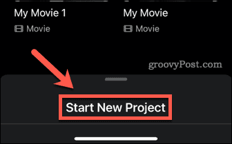 imovie uus projekt