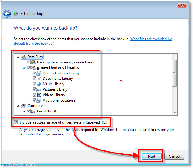 Windows 7 varundamine - valige üksikasjalikult, mida soovite varundada