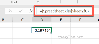 Üksiku lahtri viide välisest Exceli arvutustabeli failist