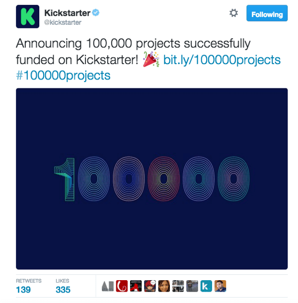 kickstarter twitter näide