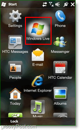 kus Windows Live kuvatakse teie Windowsi mobiililaual