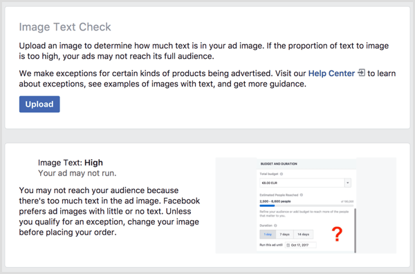 facebooki pilditeksti kontrollimise tööriist