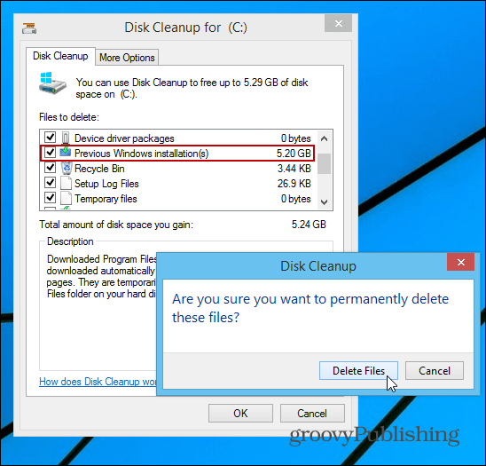 Pärast Windowsi versiooniuuendust kõvaketta ruumi tagasi nõudmine