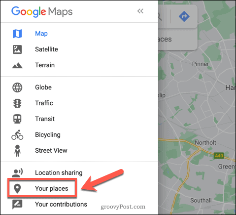Google Maps valik Teie kohad