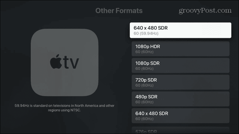 Muutke Apple TV ekraani eraldusvõimet