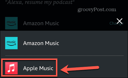 Alexa valige Apple Music