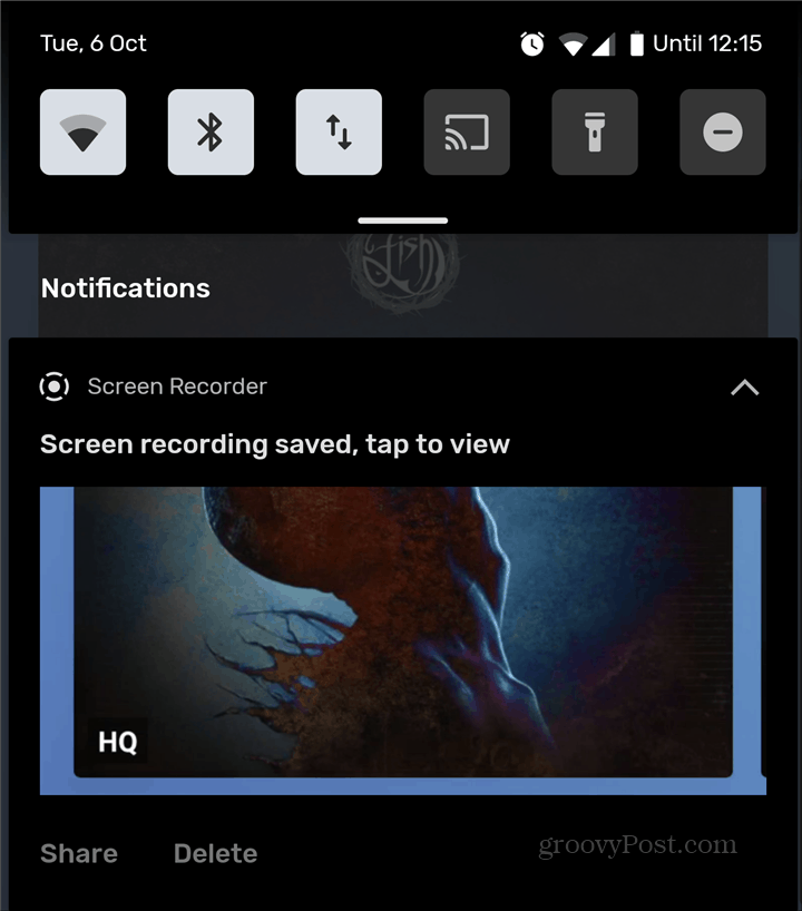 Androidi ekraanisalvesti salvestuse jagamise kustutamine