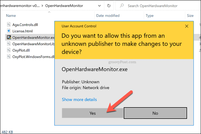 Windows 10 UAC hoiatus avatud riistvaramonitori jaoks