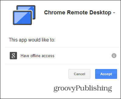 Chrome Remote Desktop PC autoriseerib