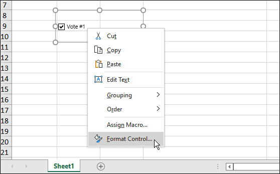 Sisestage Microsoft Excelisse märkeruut