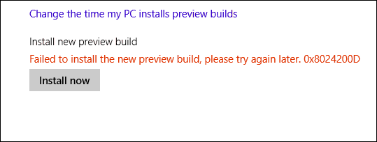Windows 10 ehituse tõrketeade