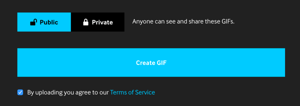 Kui soovite seda oma sotsiaalmeedia kanalites jagada, määrake GIF-i väärtuseks Avalik.