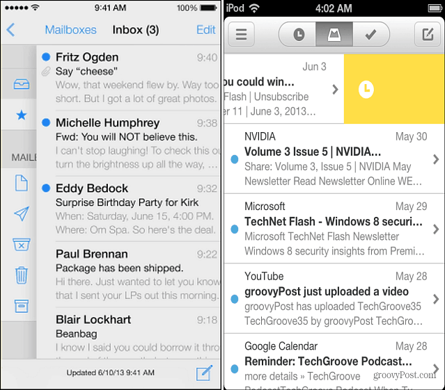 Mail iOS 7 ja Mailbox App