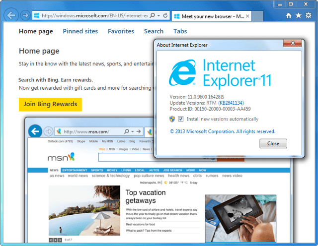Internet Explorer 11 on nüüd saadaval Windows 7 jaoks