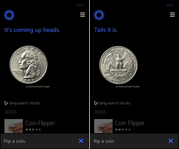 Cortana keerake münt