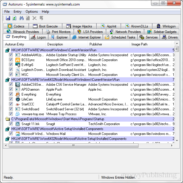 Sysinternals Autoruns aitab hallata Windowsi käivitusüksusi