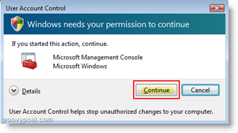 Kasutajakonto käitumise seadistamine kasutajakonto juhtimiseks (UAC) Windows Vista